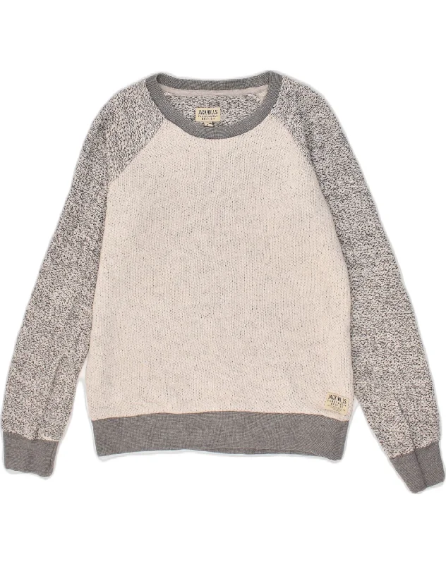 JACK WILLS Womens Boat Neck Jumper Sweater UK 10 Small Grey Colourblock