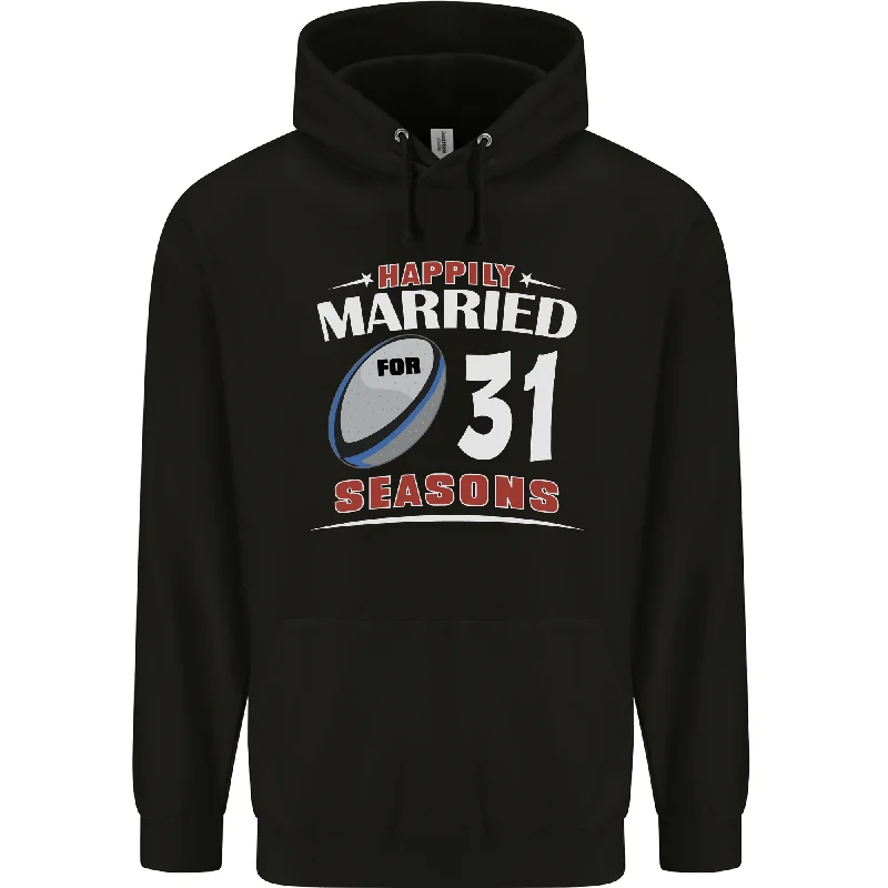 31 Year Wedding Anniversary 31st Rugby Mens 80% Cotton Hoodie