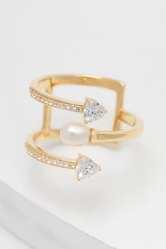 Yellow Gold Plated Rings with Crystals CR0007