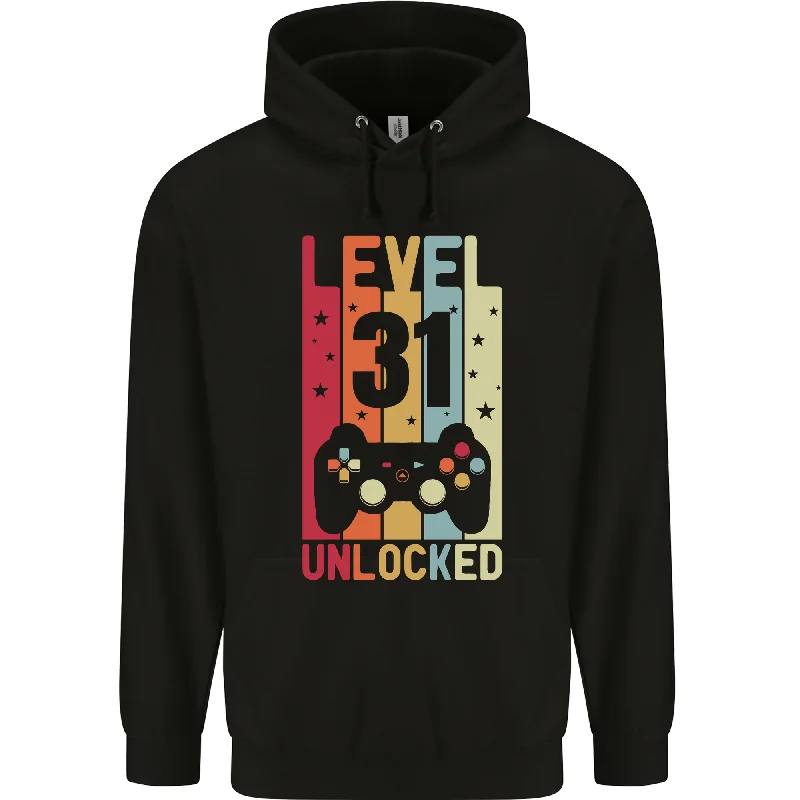 31st Birthday 31 Year Old Level Up Gaming Mens 80% Cotton Hoodie