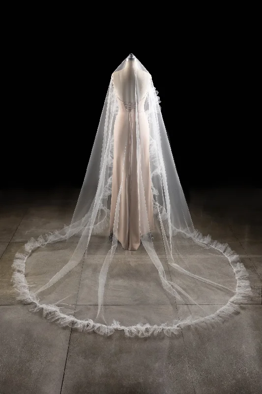 One-tier Cut Edge Tulle Cathedral Veils with  CV0282