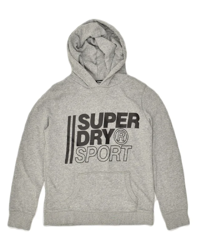 SUPERDRY Womens Graphic Hoodie Jumper UK 6 XS  Grey Cotton