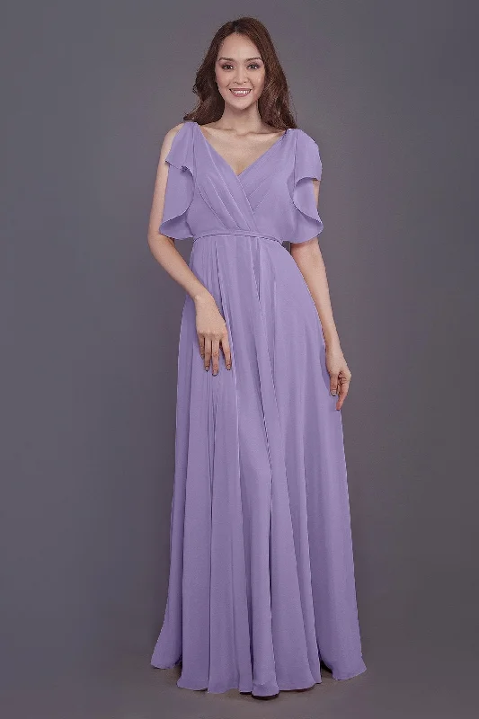 Sheath-Column Floor Length Chiffon Bridesmaid Dress PR3568CR