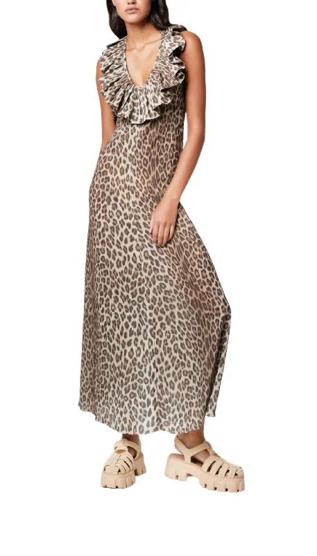 Halter Maxi Dress In Cheetah