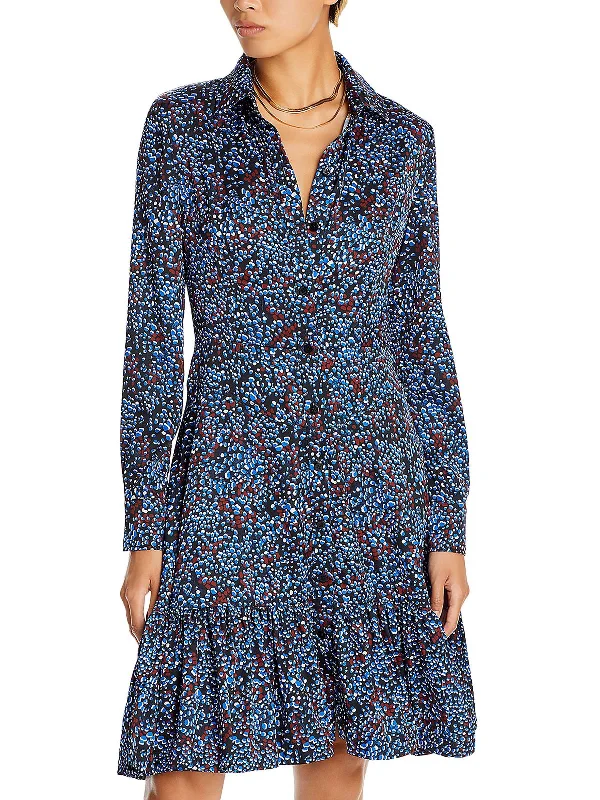 Womens Collared Printed Shirtdress