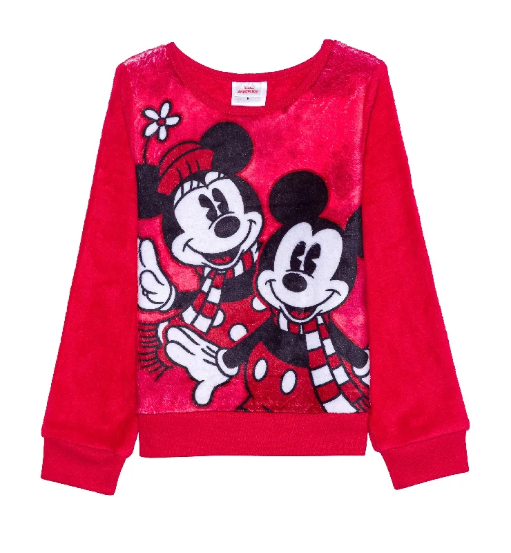 Disney Toddler Girls Minnie Mickey Cozy Pullover Sweatshirt