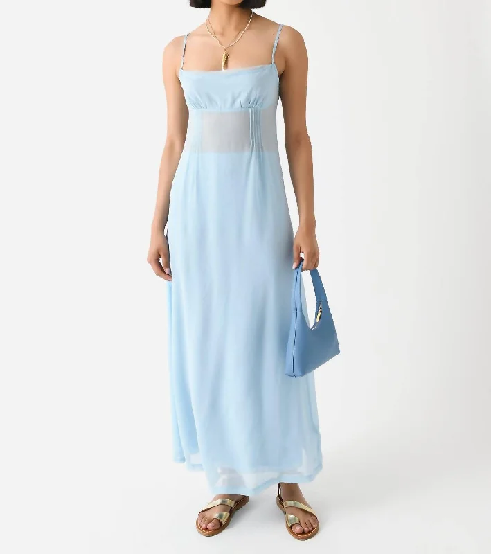 Avenue Sheer Dress In Cornflower