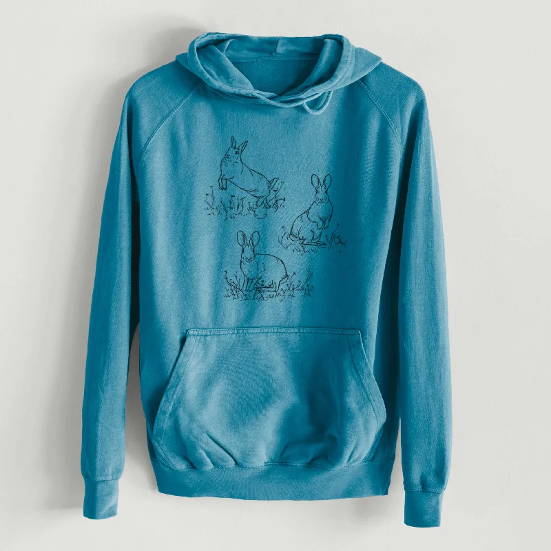 Eastern Cottontail Rabbit Trio - Sylvilagus floridanus  - Mid-Weight Unisex Vintage 100% Cotton Hoodie