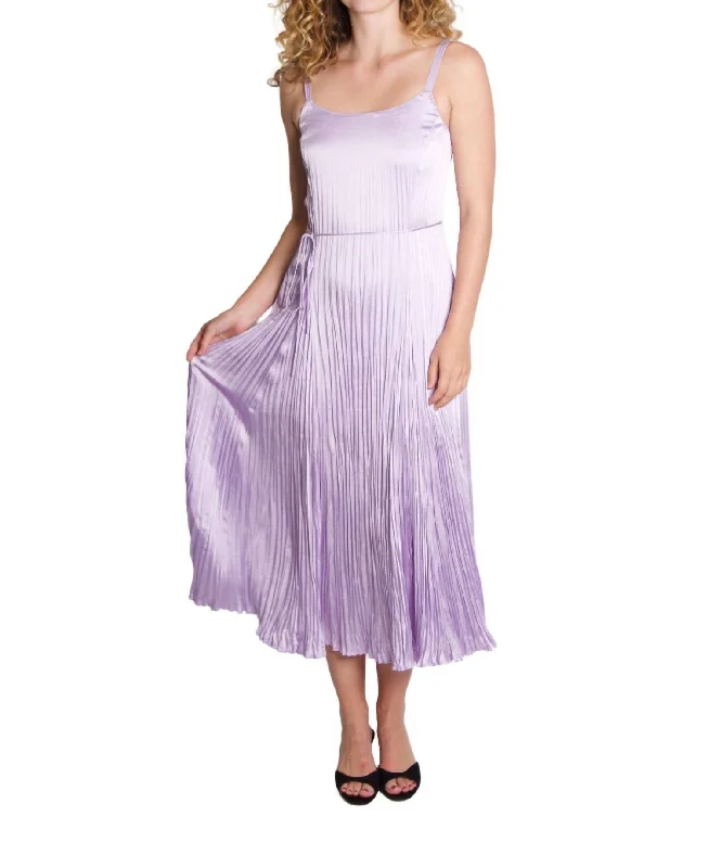 Crushed Slip Dress In Purple