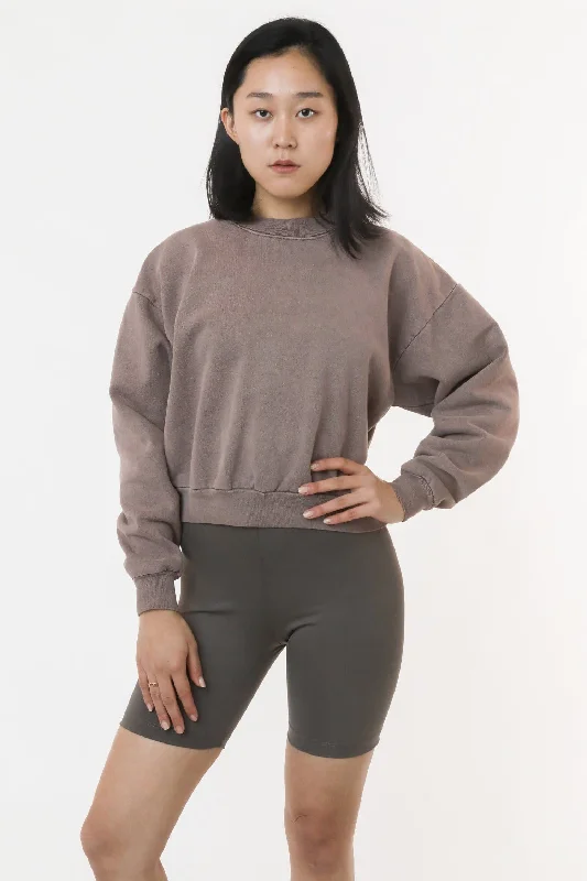 HF06 - Heavy Fleece Cropped Mock Neck Pullover (Pigment Dye)