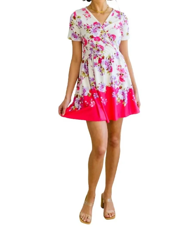 Keep Talking Floral Skort Dress In White/pink