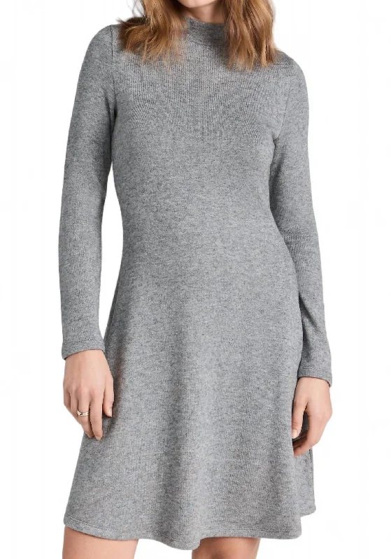 Long Sleeve Short Dress In Silver Dust