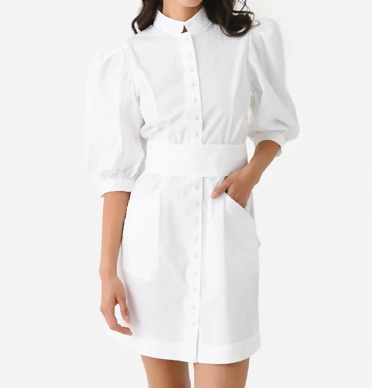 Amoako Poplin Short Dress In White