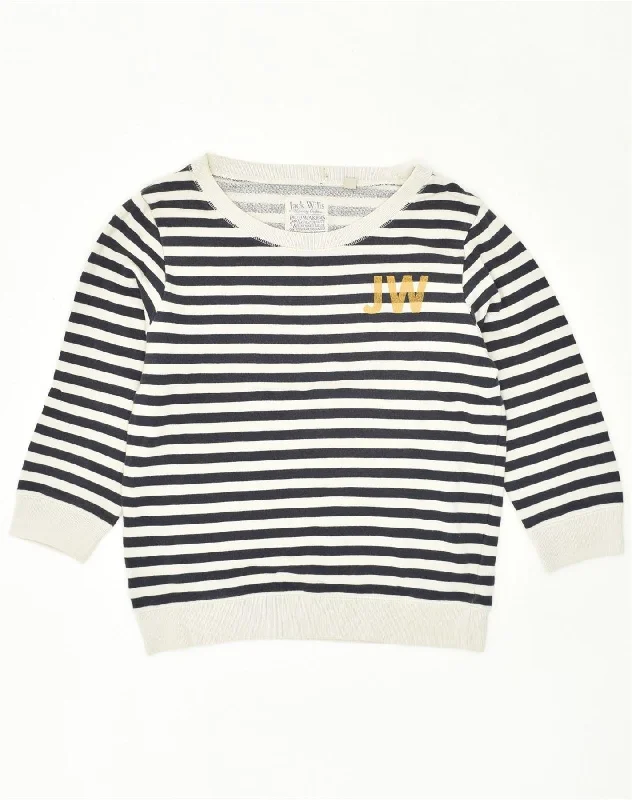 JACK WILLS Womens Sweatshirt Jumper UK 10 Small  Black Striped Cotton