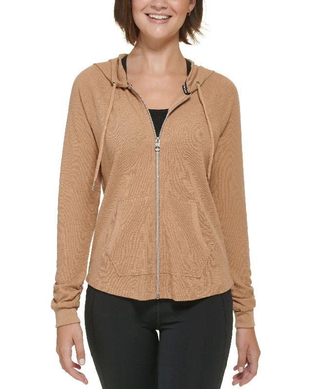 Ruched-Sleeve Zip Hoodie, XS-3X