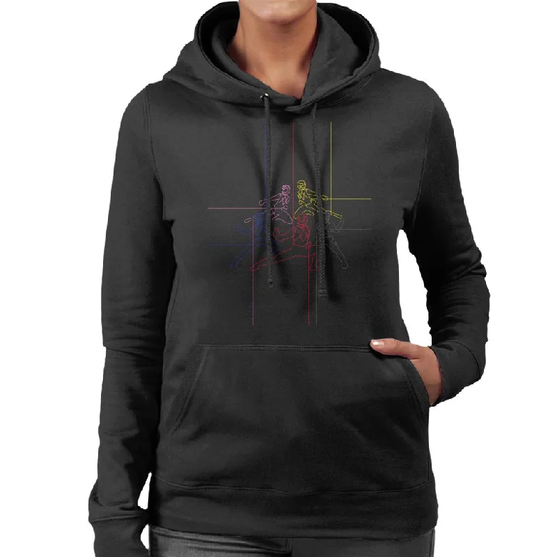 Power Rangers Action Pose Line Art Women's Hooded Sweatshirt