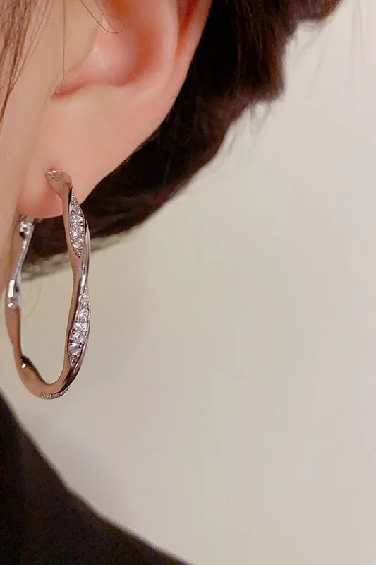 Diamond set metal hoop earrings 750500761296