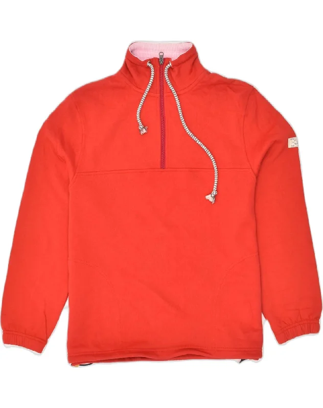 JOULES Womens Loose Fit Zip Neck Sweatshirt Jumper UK 12 Medium Orange