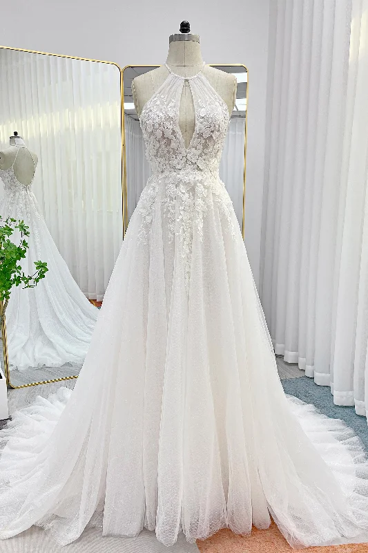 A-Line Court Train Lace Tulle Wedding Dress CW3281