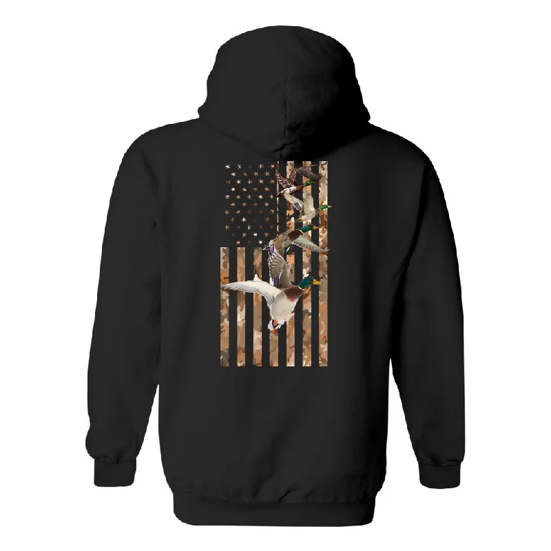 Patriotic Flock Duck Hunting Heavy Blend Full-Zip Hoodie