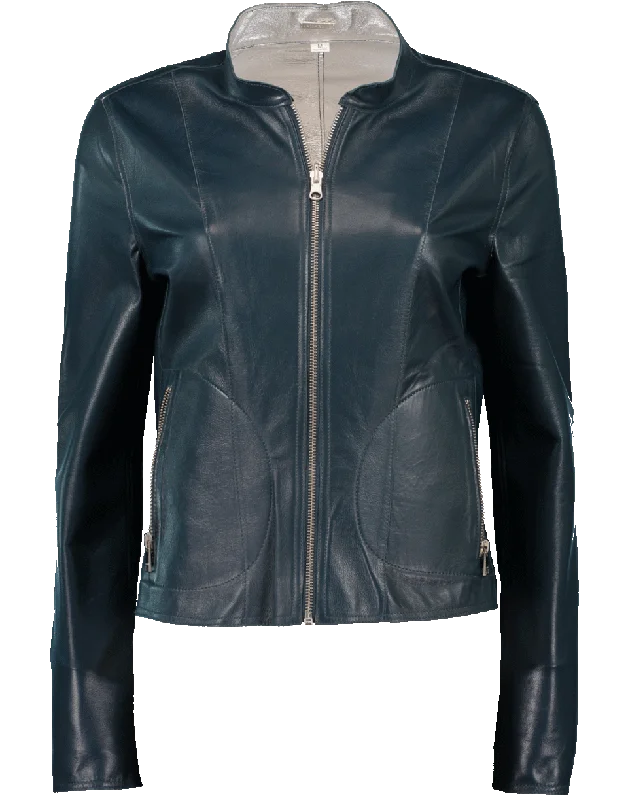 Chapin Leather Reverse Bomber Jacket