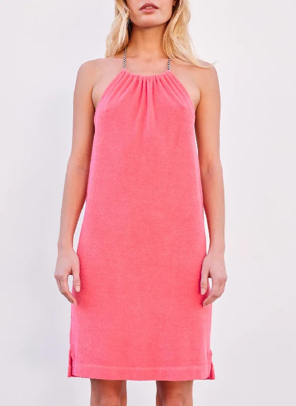 Lounge Halter Dress In Coral