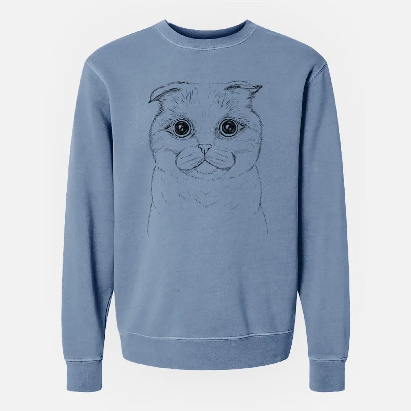 Bare Neko the Scottish Fold Cat - Unisex Pigment Dyed Crew Sweatshirt