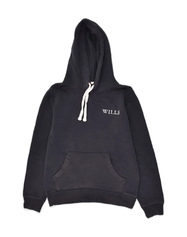 JACK WILLS Womens Hoodie Jumper UK 6 XS Navy Blue Cotton