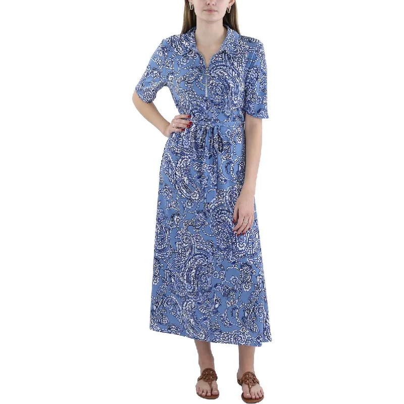 Womens Floral Front Zip open Wear To Work Dress