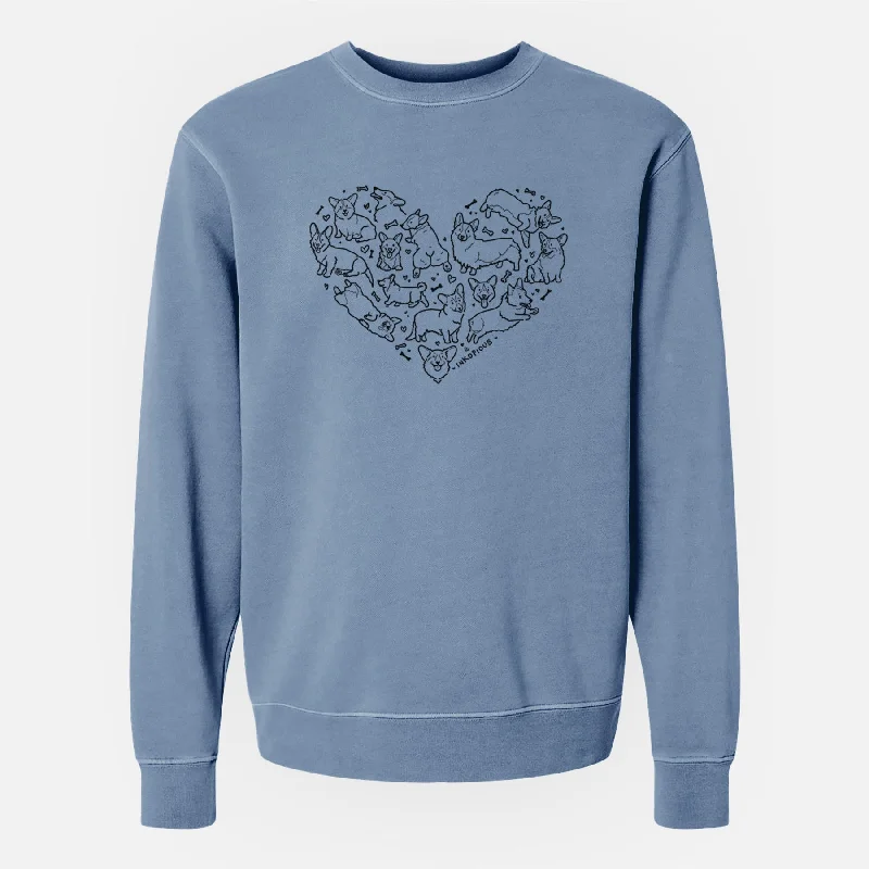 Heart Full of Corgis - Unisex Pigment Dyed Crew Sweatshirt