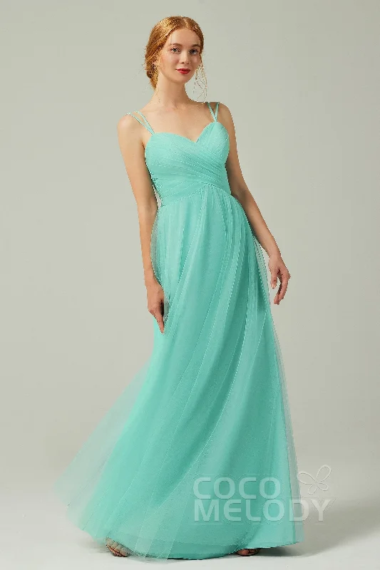 A-Line Floor Length Tulle Bridesmaid Dress CB0325